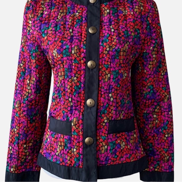 VINTAGE HOWARD WOLF MULTICOLOR QUILTED BLAZER - Picture 12 of 15